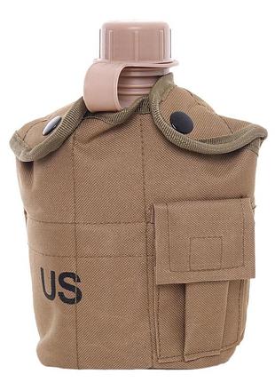Фляга пластиковая us 1l с котелком coyote