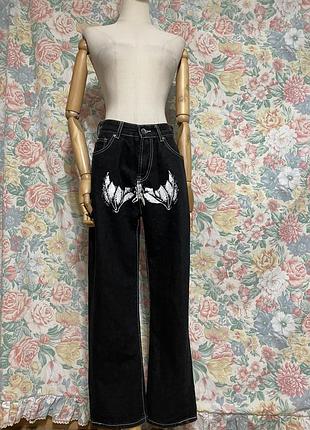 Джинси з принтом в готичному стилі готика панк аніме y2k