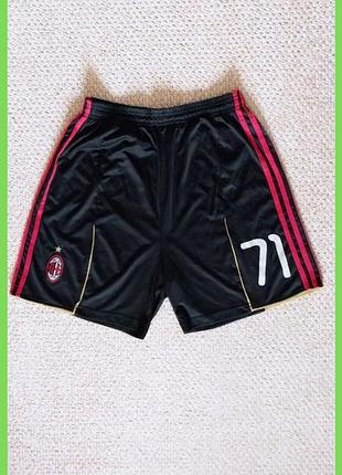 Черные мужские футбольные спортивные шорты adidas ac milan легкие и красивые р. м, l с карманами