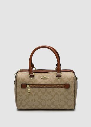 Сумочка rowan satchel in signature canvas beige/ginger