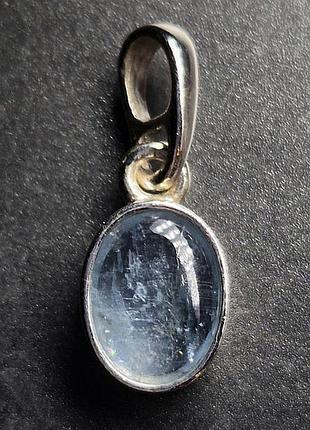 Кулон срібний із природним блакитним прозорим кіанитом найвищої якості