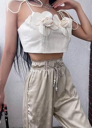 Самые трендовые женские брюки палаццо с трендовыми лого бренда. м, l, xl