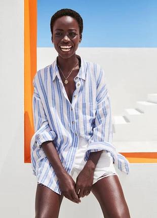 F&f лляна сорочка у смужку льняная рубашка в полоску