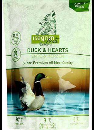 Isegrim беззерновой влажный корм с уткой, куриными сердечками для взрослых собак всех пород 410g