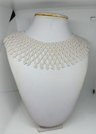 Винтажное ожерелье плетеное из бисера. воротничок.