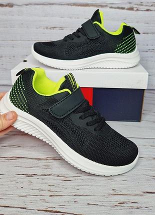 32р 21,5см кроссовки текстильные унисекс для мальчика для девочки apawwa z397 black-green