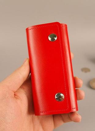 Ключница на 6 карабинов (красная гладкая кожа)