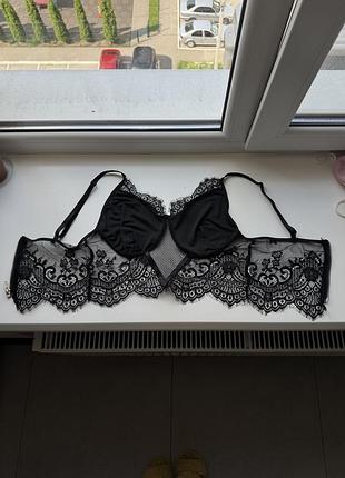 Топ/лифчик/бра/лиф кружевной zara на тонких бретелях черный