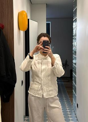 Бежевий лляний жакет (з елементами деконструкції)