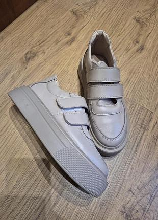 Кеды на липучках натуральная кожа 23,5 см кроссовки кроссовки кед