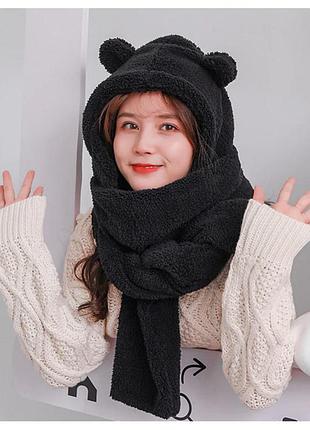 Тедді шапка з вушками 2в1 на зиму