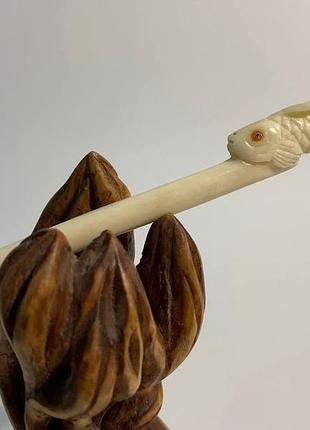 Шпилька из кости, аксессуар, заколка для волос "рыбка", шпилька костяная, заколка из кости