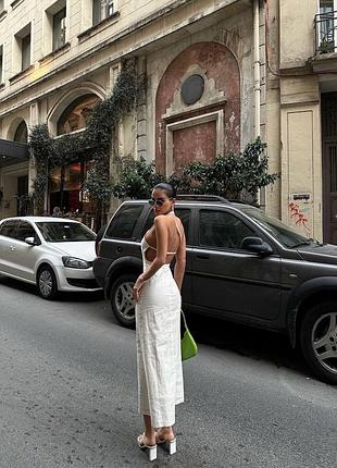 Сукня сарафан із льону з відкритою спинкою по типу zara