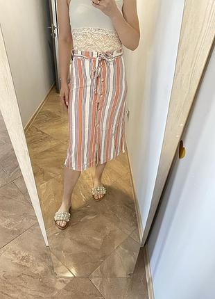 Спідниця юбка на гудзики льон віскоза