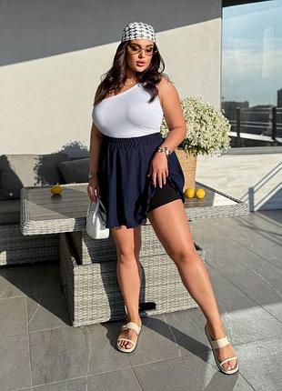 Зручна спідниця міні батал з шортами велотреками на резинці