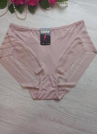 Полуопасшовные гладкие трусики на средней посадке имитация стрингов с сеточкой на ягодичках 1081