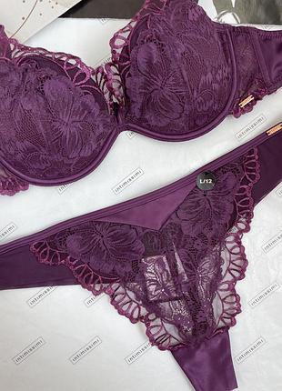 Комплект білизни мереживний шовковий noir