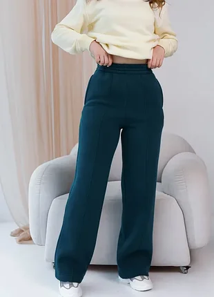 Палаццо на флисе, темно-зеленый, размер xl