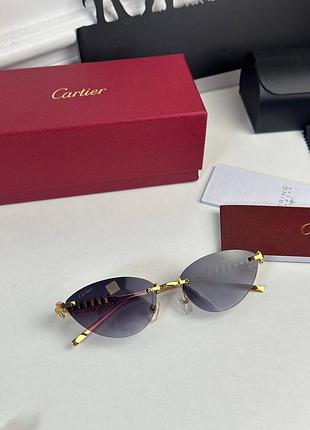 Очки солнцезащитные серые без оправы кошачий глаз