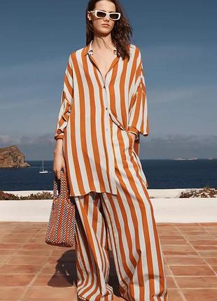 Смугастий костюм жіночий з сорочкою zara new