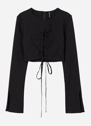 Вкорочена блуза h&m divided чорна s-m