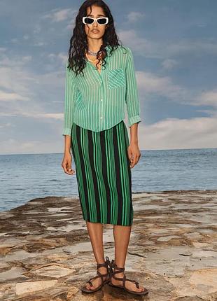 Смугаста спідниця жіночв zara new