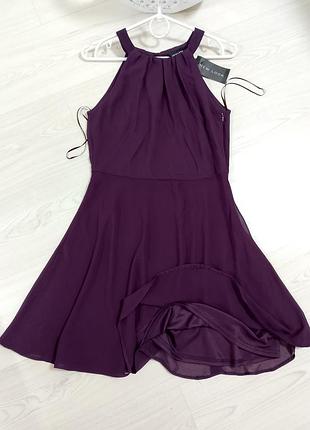 Платье на бретельках шифоновое однотонное летнее женское