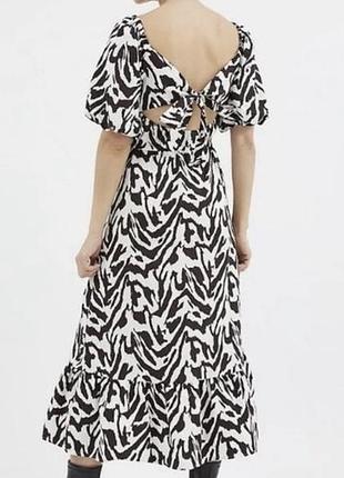 Бавовняна максі сукня зебра з пишними рукавами george.