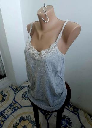 Майка хлопок кружево серая l xl xxl