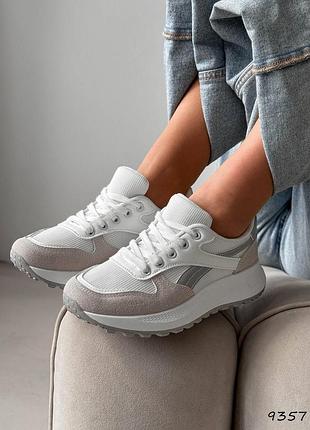 Белые женские кроссовки из эко-кожи весна осень