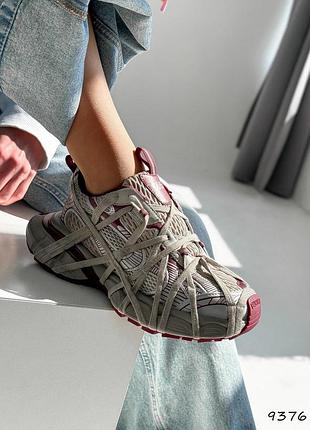 Серые женские кроссовки из натуральной кожи весна осень