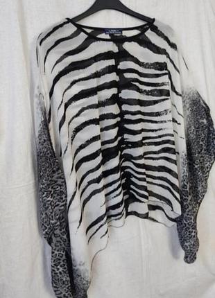 Блуза летняя шелковая с принтом new york laundry ; батал