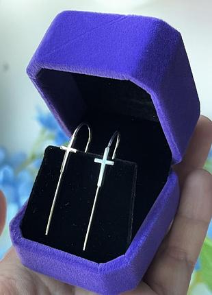 Сережки срібні 925 проба хрести довгі