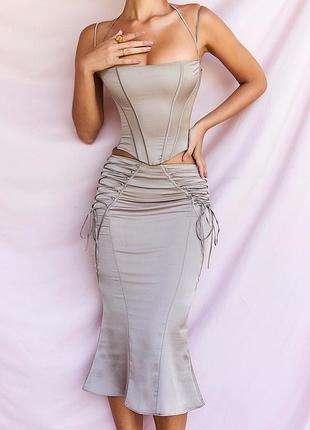 Распродажа костюм prettylittlething комплект топ + юбка