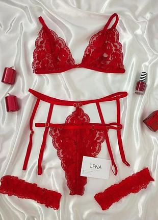 Комплект лиф трусики стринги с портупеей гартеры сетевые