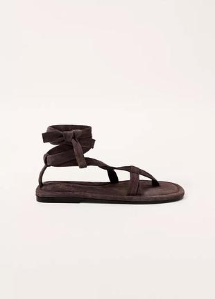 Шкіряні сандалі жіночі коричневі zara new