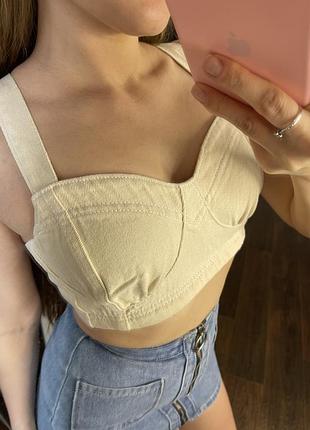 Джинсовый топ-корсет з чашками