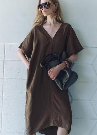 Платье платье лен туника xl xxl размер 52-54 zara