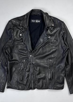 Freaky nation leather biker jacket шкіряна куртка косуха