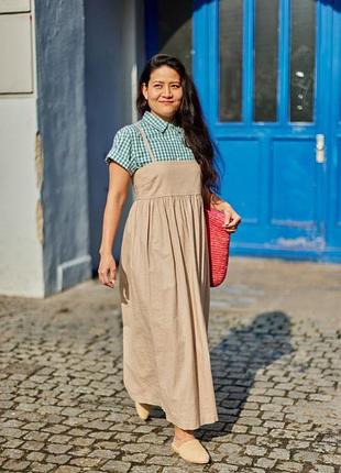 Хлопковая рубашка в клетку с короткими рукавами uniqlo