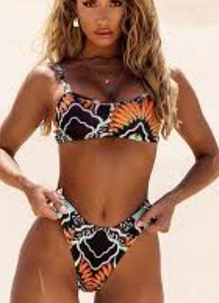 Новый купальник + юбка в подарок тройка с биркой от plt prettylittlething раздельный на 2хс