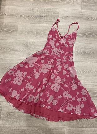 Сукня із 100% шовку zara, рожева, в квіточку.