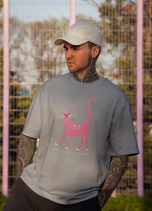 Oversize футболка з принтом буєнос діас сіра