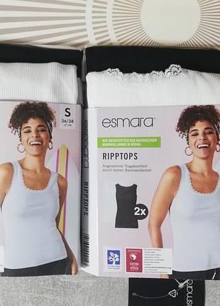 Шикарные майки в рубчик от esmara, pp s, m.