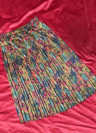 Винтажная юбка плиссе принтова