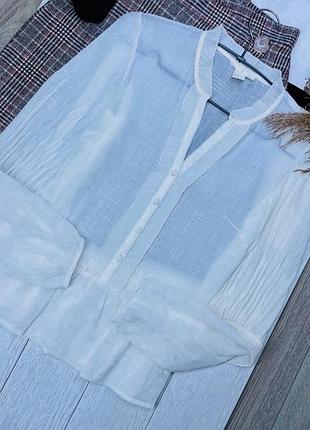 Біла сорочка h&m s xs сорочка прозора шифонова сорочка з об’ємними рукавами