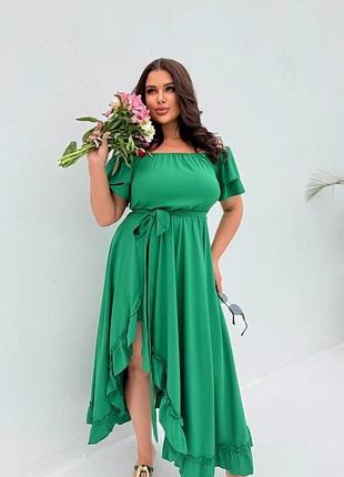 Жіноча сукня з відкритими плечима та розрізом по ніжці ❤️‍🔥