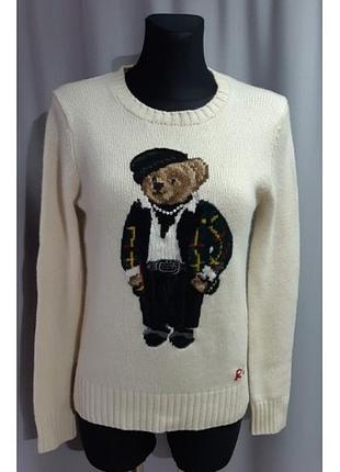 Свитер женский белый медвежонок тедди Polo ralph lauren светр