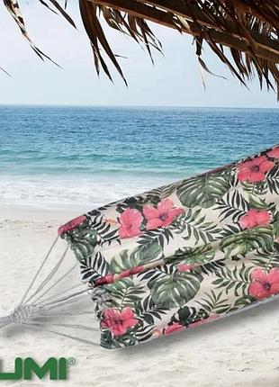 Гамак jumi garden тканевый с чехлом тропик, гамак садовый, гамак для дачи, до 150 кг