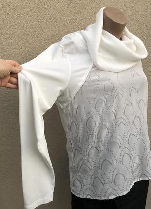 Комбинированная блуза реглан,лонгслив,гольф шелковый,ворот хомут,премиум бренд2 фото